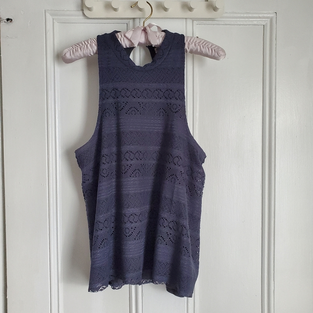 Hollister Grey Lace High Neck Tank